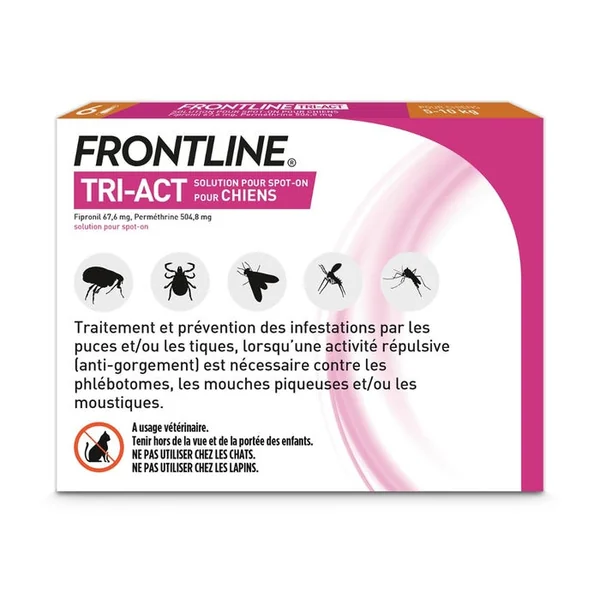 TRI-ACT - Solution pour Spot-On Chiens - De 5 à 10kg, 6 pipettes de 1ml