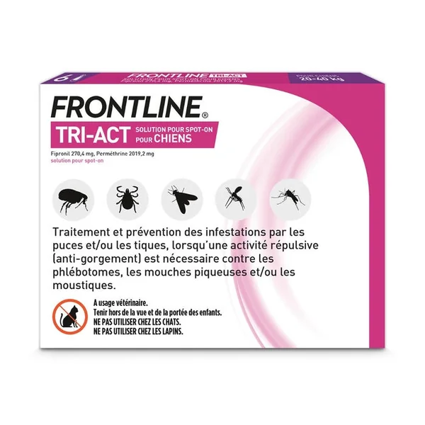 TRI-ACT - Spot-On Chiens - De 20 à 40kg, 6 pipettes de 4ml