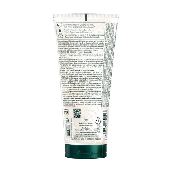 TRIPHASIC - Shampooing Anti-Chute Longévité - Chute de Cheveux Héréditaire et Hormonale, 200ml