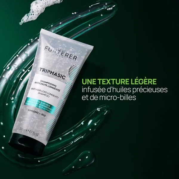 TRIPHASIC - Shampooing Anti-Chute Longévité - Chute de Cheveux Héréditaire et Hormonale, 200ml