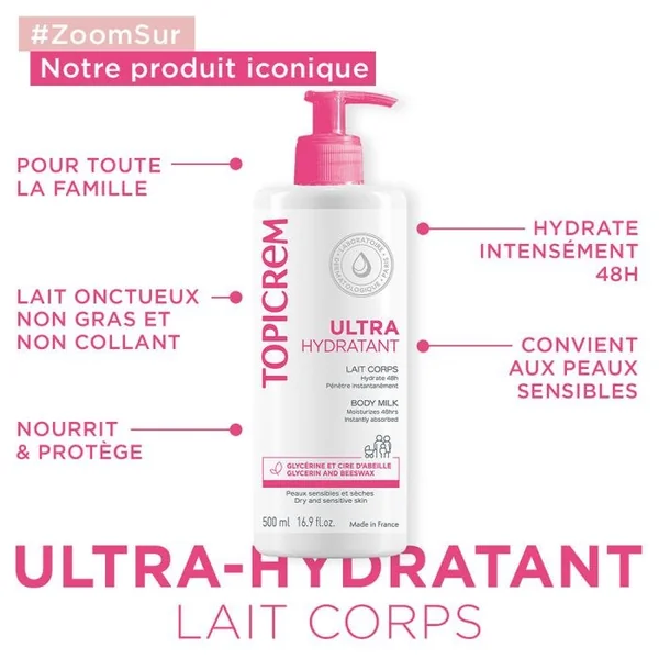 ULTRA-HYDRATANT - Lait Corps - Peaux Sensibles et Sèches, 2x500ml