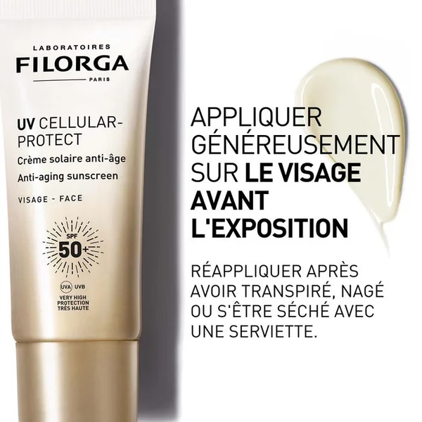 UV CELLULAR-PROTECT - Crème Solaire Anti-Age Visage SPF50+ 40ml + Ncef-Revitalize Sérum Polyrevitalisant Anti-Age 5ml Offert