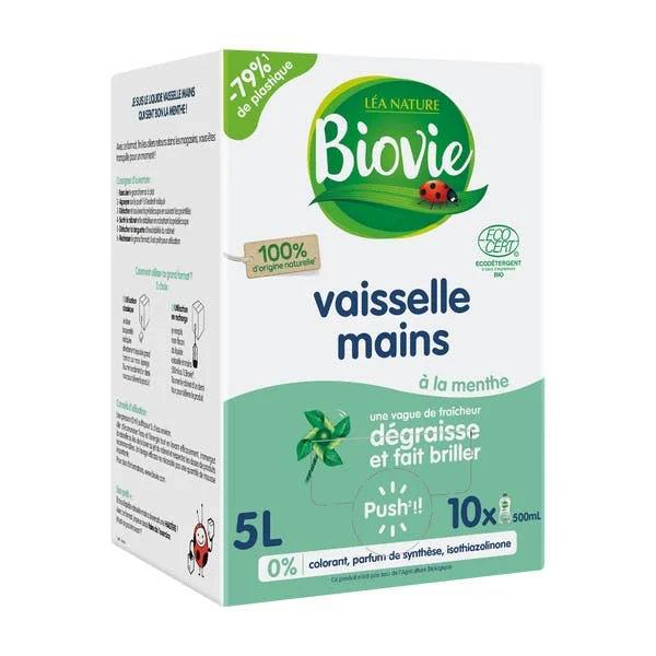 Vaisselle et mains aux huiles essentielles de menthe citron bio, super dégraissant - Grand Format