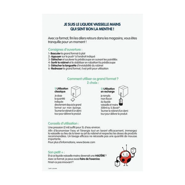 Vaisselle et mains aux huiles essentielles de menthe citron bio, super dégraissant - Grand Format