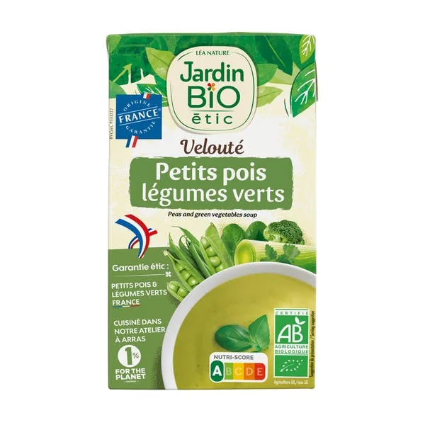 Velouté bio petits pois Légumes verts