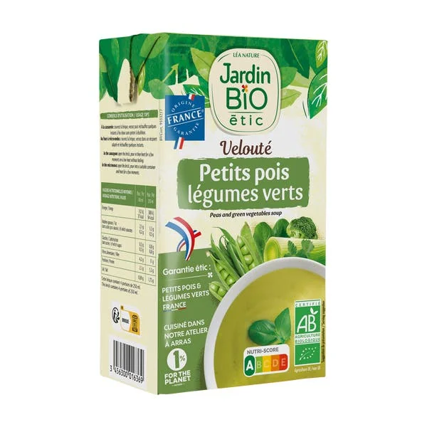 Velouté bio petits pois Légumes verts