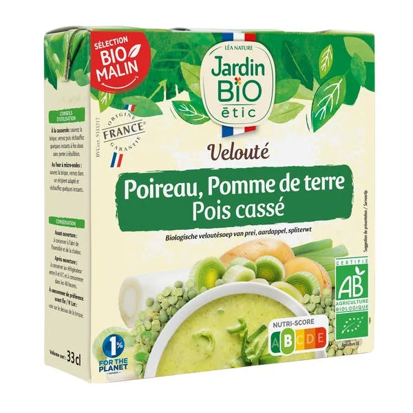 Velouté Poireau Pomme de terre Pois cassé Format individuel