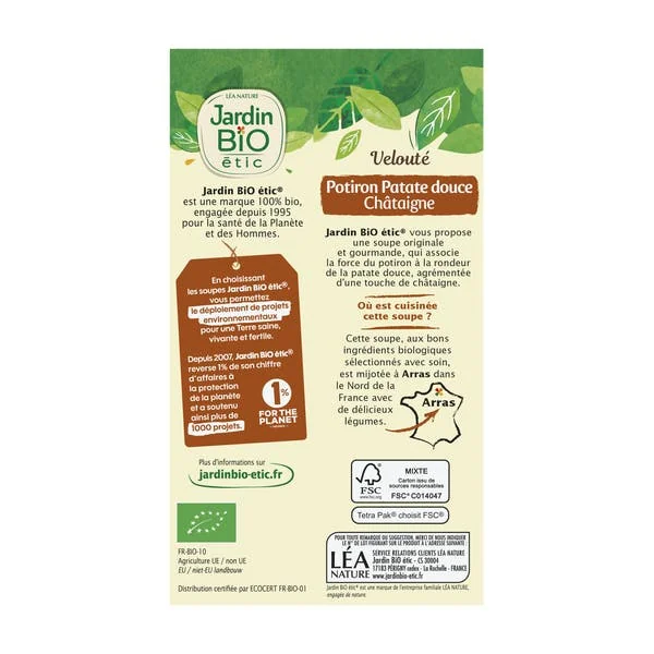 Velouté Potiron Patate douce Châtaigne - bio