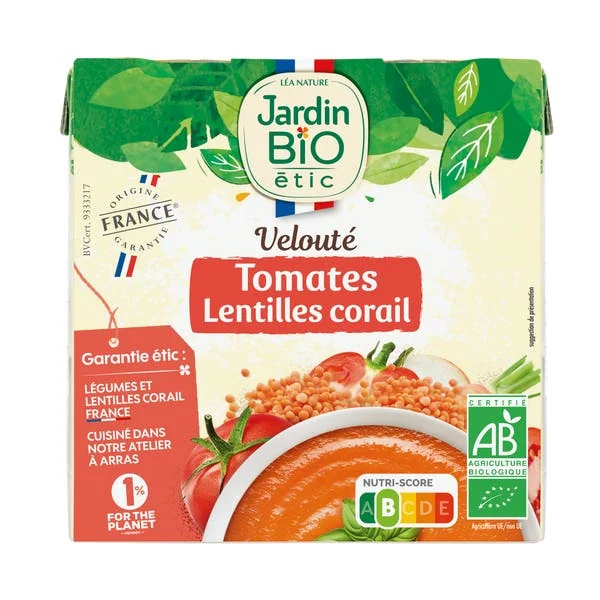 Velouté tomate lentilles corail