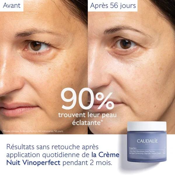 VINOPERFECT - Crème Nuit Anti-Taches Glycolique - Visage - Tous Types de Peaux, 50ml