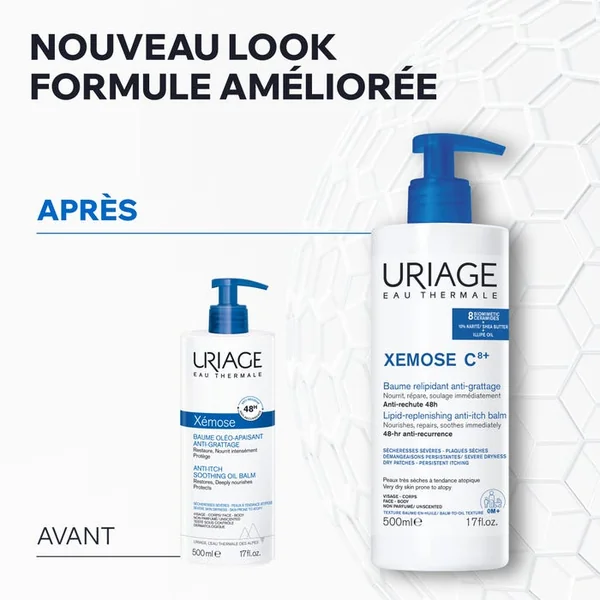 XEMOSE C8+ - Baume Relipidant Anti-Grattage - Visage et Corps - Peaux Très Sèches à Tendance Atopique, 500ml