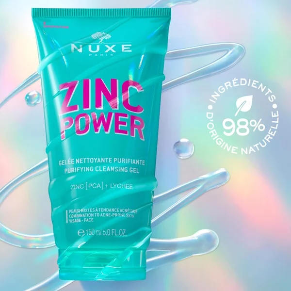ZINC POWER - Gelée Nettoyante Purifiante - Visage - Peaux Mixtes à Tendance Acnéique, 150ml